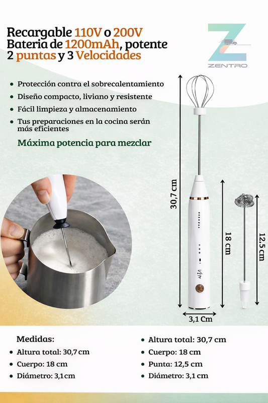 Batidor Eléctrico Portátil 2 en 1 Pro